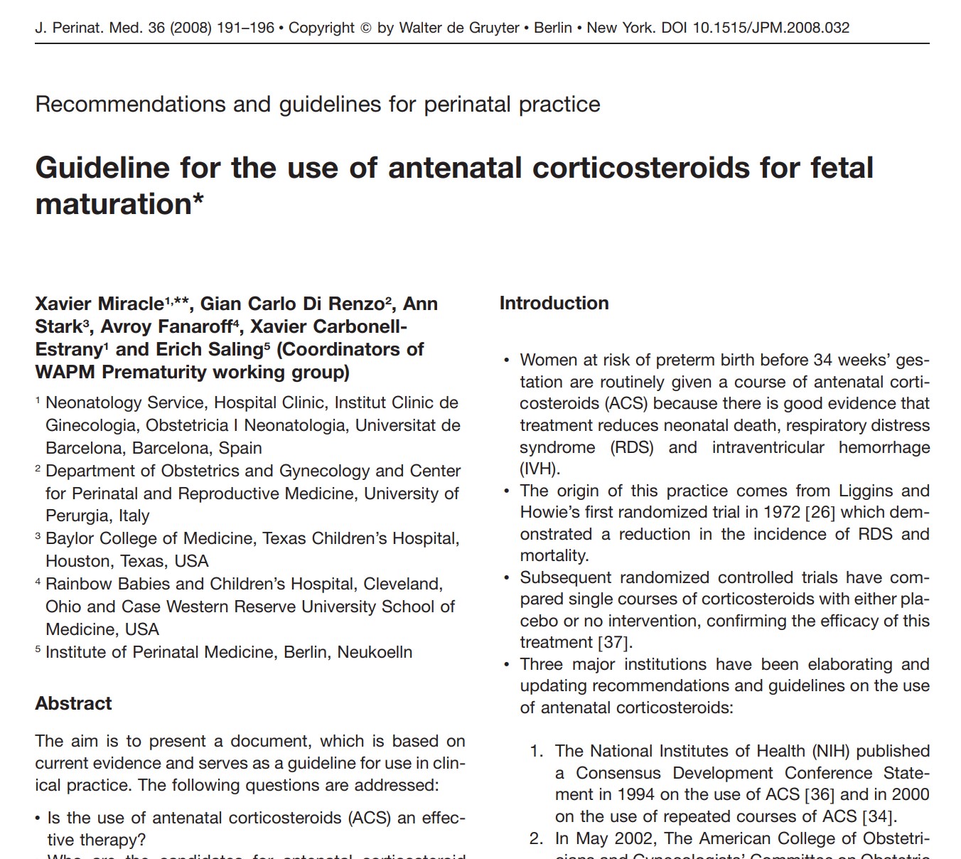 Guidelines Wapm World Association Of Perinatal Medicine 